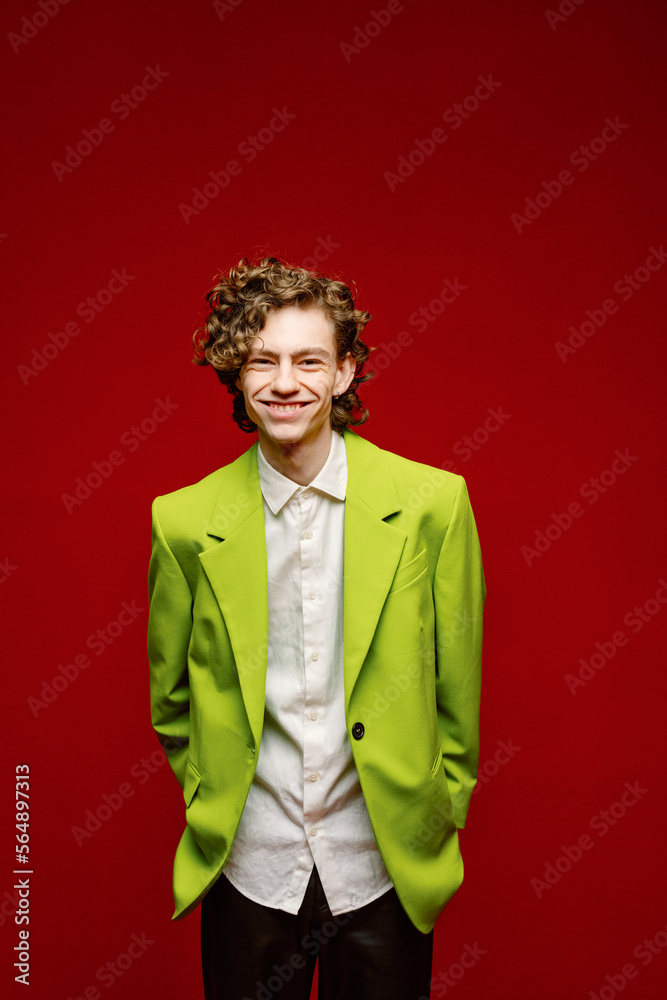 Cheerful smile. New Year. Fashion outfit. Professional photoshoot