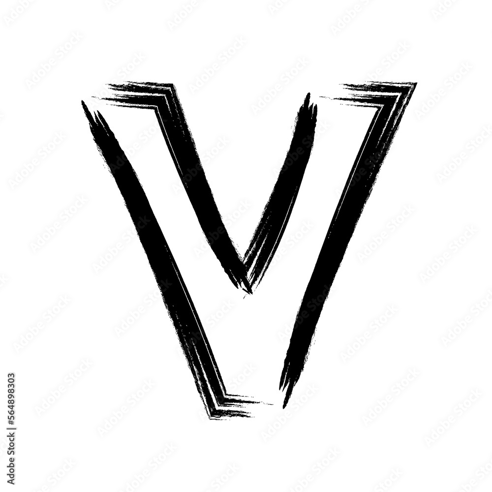 brush stroke hand drawn PNG image with transparent background V letter ...