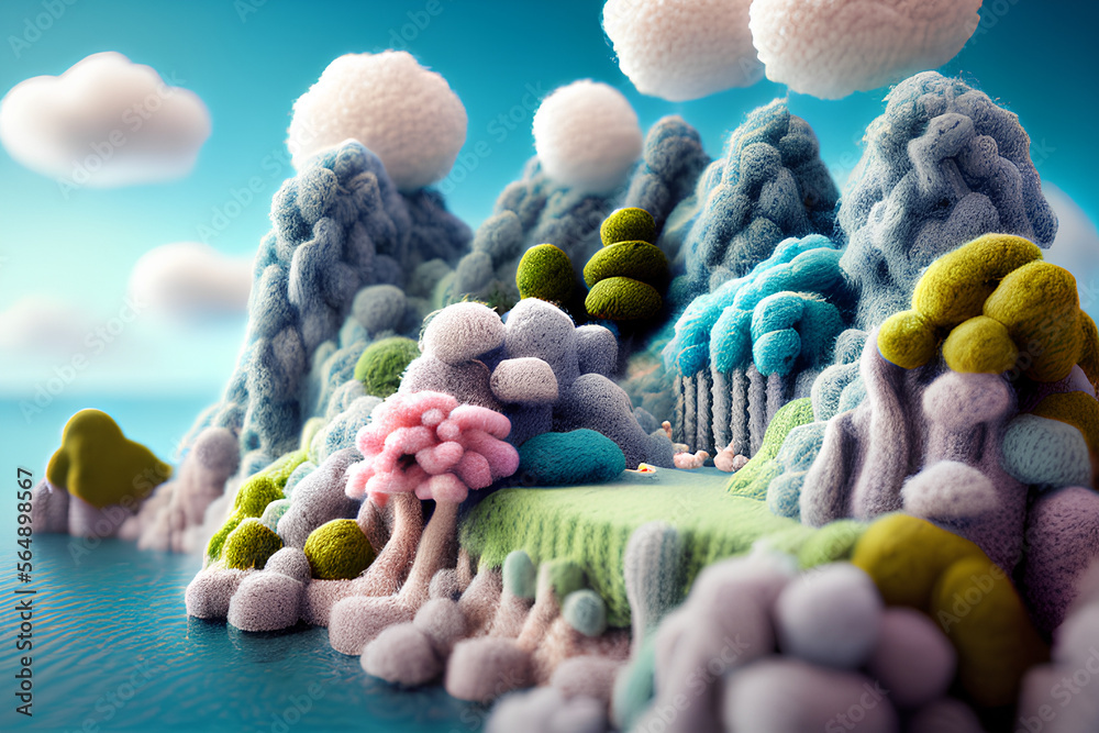 Fototapeta premium Generative AI Woolen Island