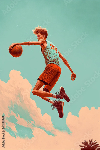 Athlete Basketball Graphic, digital painting made with Generative AI © Basilix Digital 
