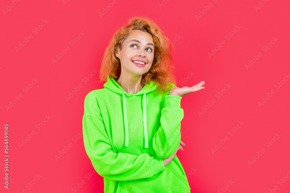 dreamy stylish girl at studio. photo of stylish girl in hoodie. redhead stylish girl dreamy stylish girl at studio. photo of stylish girl in hoodie. redhead stylish girl