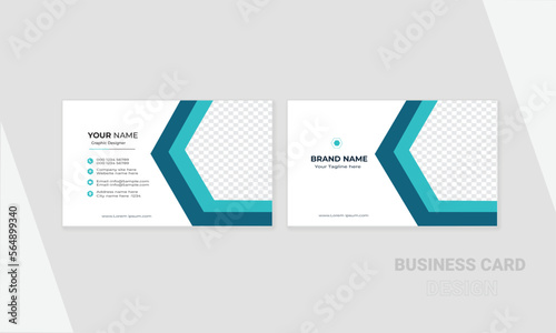 Blue modern creative business card and name card, simple clean template vector design.