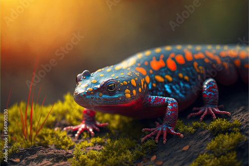 Salamander lizard on a rock