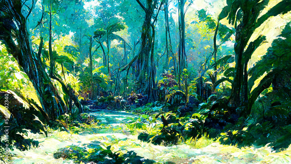 Tropical Rainforest Landscape Tropical forest in the  illustration Generative AI Content by Midjourney