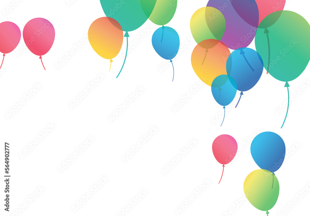 Lettering Happy Birthday To You white background. Holiday decorations with balloons, pennants and confetti. Greeting card can be used for congratulation, posters and banners.