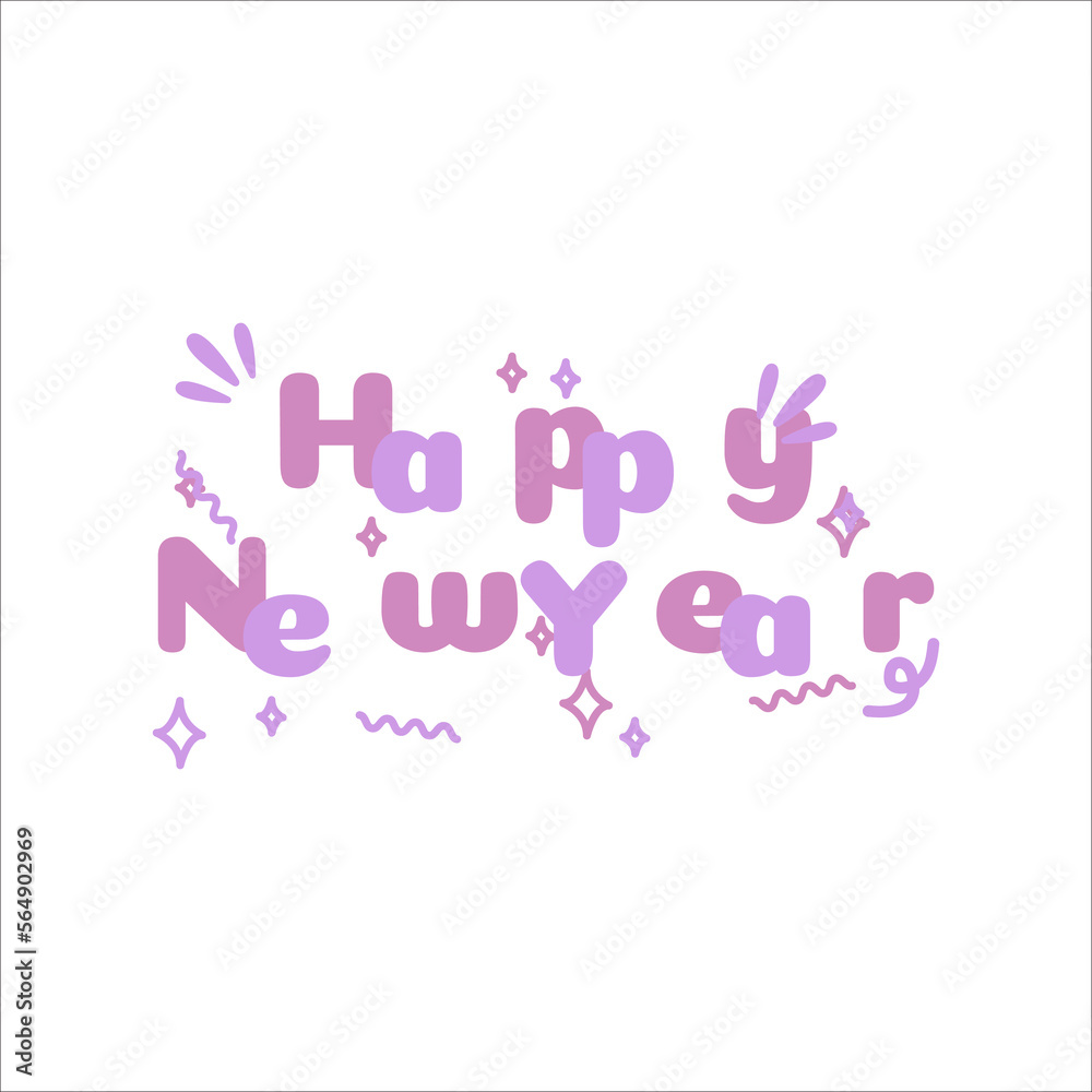 Flat Happy New Years Lettering