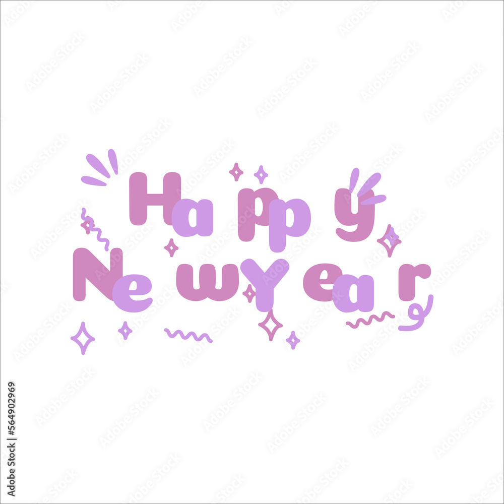 Flat Happy New Years Lettering Flat Happy New Years Lettering