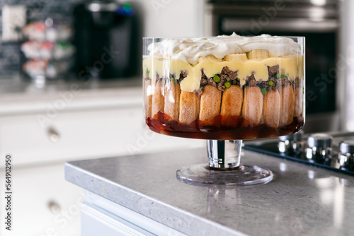 Traditional English Trifle Dessert With Ground Beef photo
