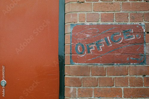 Hand painted wall with OFFICE photo