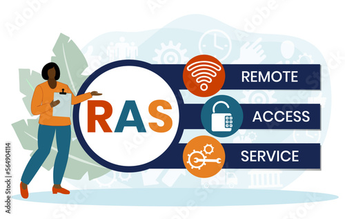 RAS - Remote Access Service. acronym business concept. vector illustration concept with keywords and icons. lettering illustration with icons for web banner, flyer, landing page