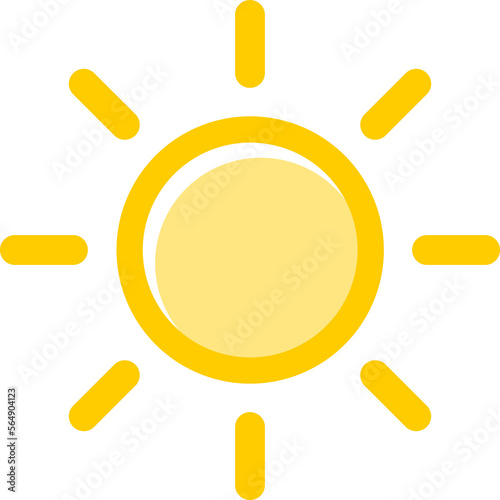 Cute yellow sun with sunlight drawing dooddle icon PNG
