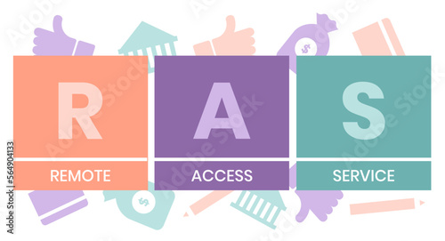 RAS - Remote Access Service. acronym business concept. vector illustration concept with keywords and icons. lettering illustration with icons for web banner, flyer, landing page