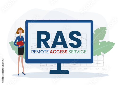 RAS - Remote Access Service. acronym business concept. vector illustration concept with keywords and icons. lettering illustration with icons for web banner, flyer, landing page