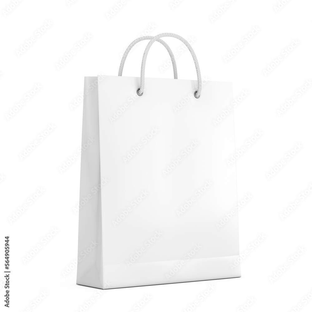 White Paper Shopping Bag Mockup with Free Space for Your Design. 3d Rendering White Paper Shopping Bag Mockup with Free Space for Your Design. 3d Rendering