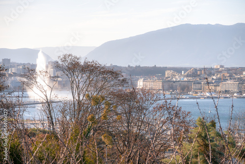 Vue sur Genève et son jet d'eau depuis Cologny photo