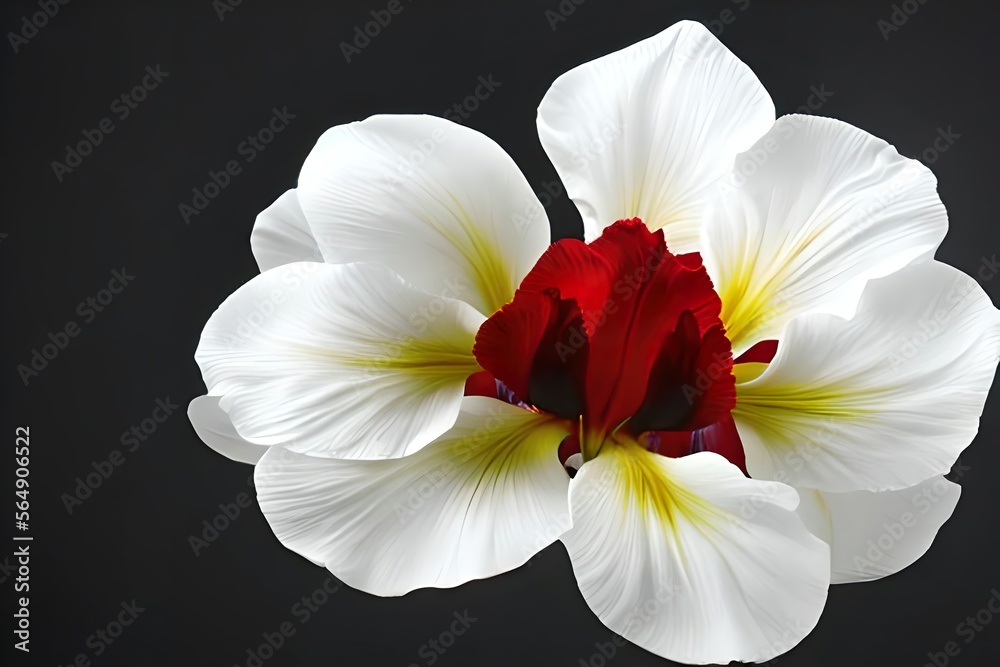 Glowing iris white flower head, white iris single flower head, Generative AI