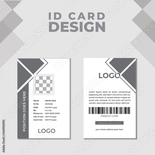 Modern and minimalist professional id card template | Creative id card design with black and white abstract design and flat style illustration for your company employee.