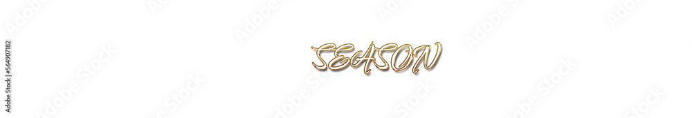 Season word gold typography banner with transparent background