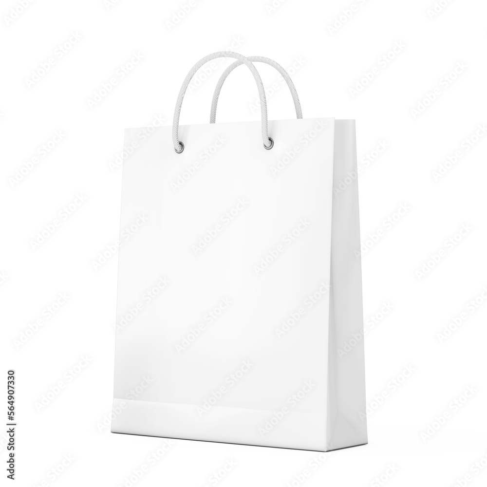White Paper Shopping Bag Mockup with Free Space for Your Design. 3d Rendering White Paper Shopping Bag Mockup with Free Space for Your Design. 3d Rendering