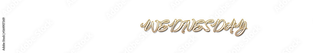 Wednesday word gold typography banner with transparent background Wednesday word gold typography banner with transparent background