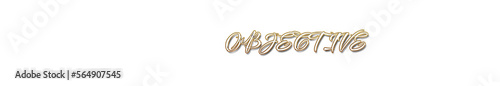 Objective word gold typography banner with transparent background 
