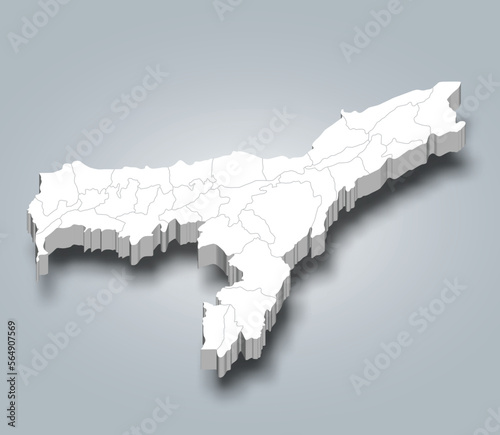 Assam 3d district map is a state of India