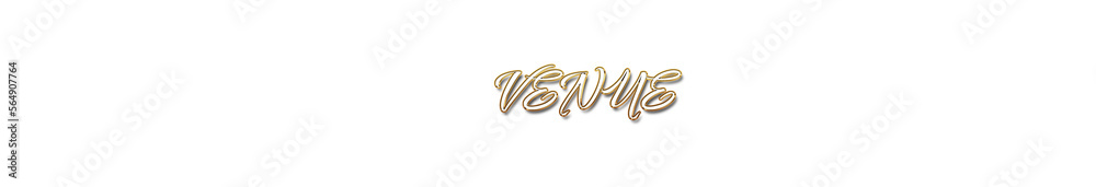 Venue word gold typography banner with transparent background	