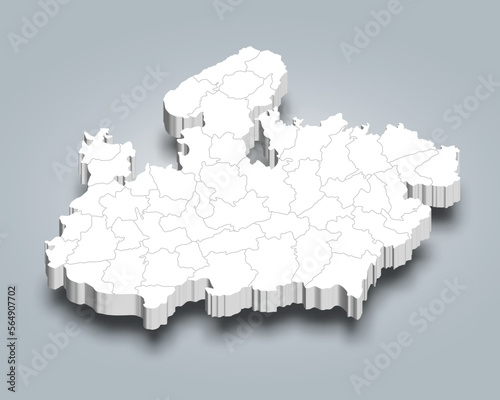 Madhya Pradesh 3d district map is a state of India photo