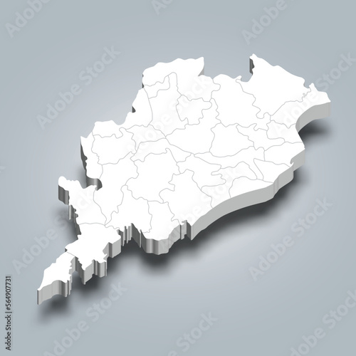 Odisha 3d district map is a state of India photo