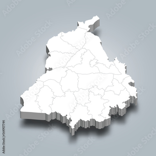 Punjab 3d district map is a state of India