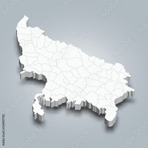 Uttar Pradesh 3d district map is a state of India