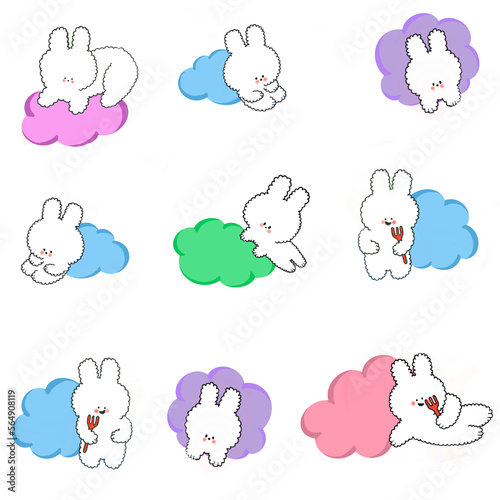 pattern bunny rabbit with sky   cute rabbit bunny was fat and happy sticker