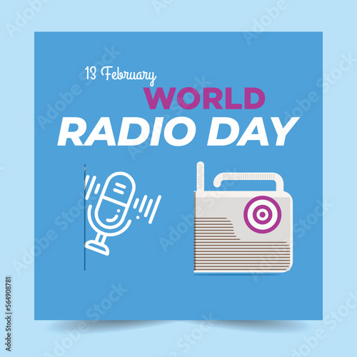 World radio day 13 February. Vector Illustration. Radio day banner or poster
