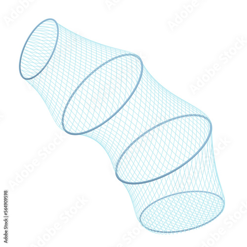 Fishing net with circle sections in side view isolated illustration, fishing keep net for carp fishing