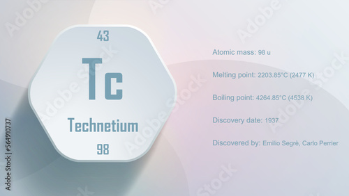 Modern periodic table element Technetium 3D Vector Illustration