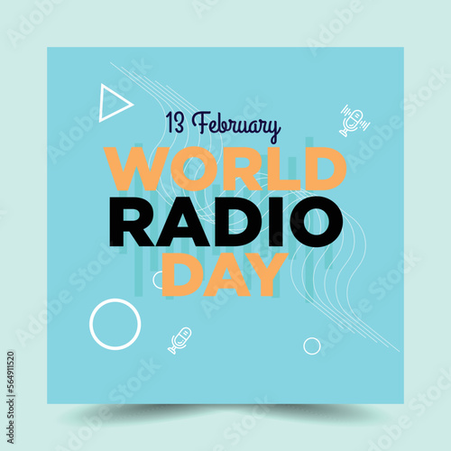 World radio day 13 February. Vector Illustration. Radio day banner or poster