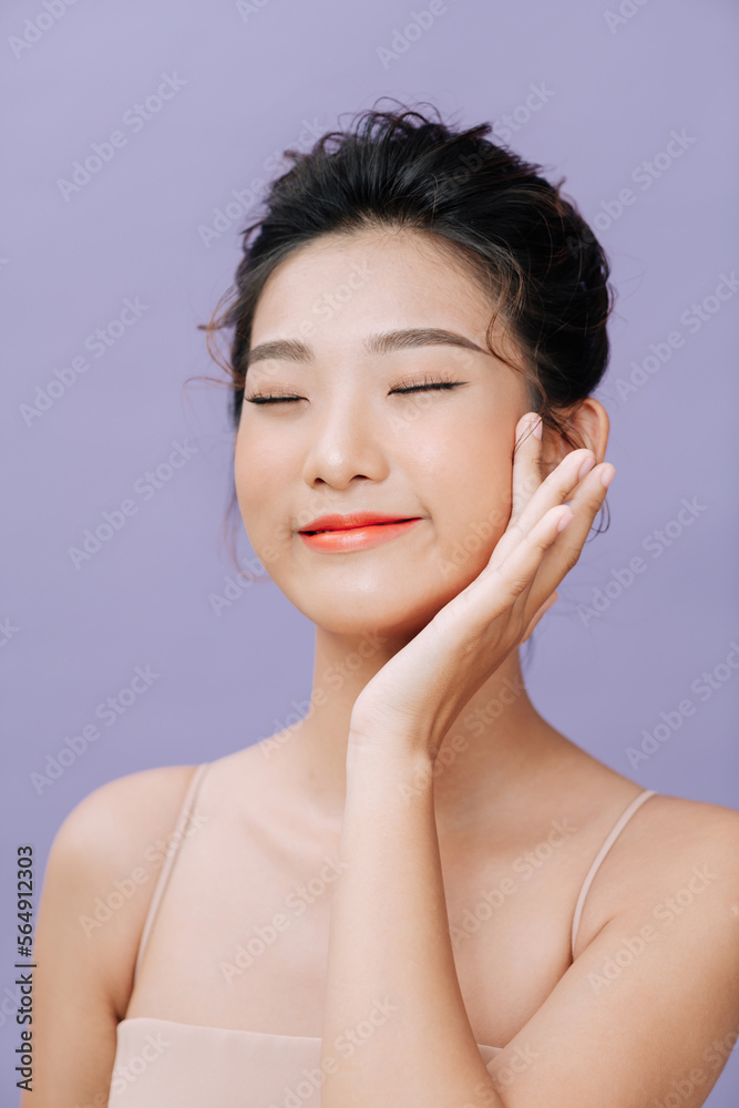 Portrait of beautiful smiling model woman with clear skin. Portrait of beautiful smiling model woman with clear skin.