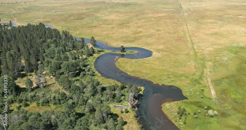 Beautiful Kayaking river in Southern Oregon with bright sunshine viewed form above photo