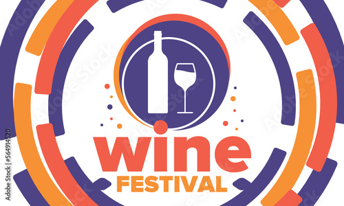 Wine Festival. For wine lovers. Wine tasting. Event for professionals in the wine industry. Winery, restaurants and bars. Trainings and master class for sommelier. Wineglass. Vector illustration