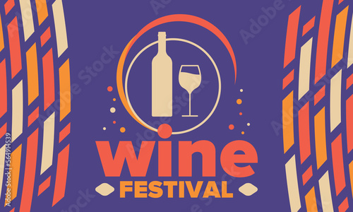 Wine Festival. For wine lovers. Wine tasting. Event for professionals in the wine industry. Winery, restaurants and bars. Trainings and master class for sommelier. Wineglass. Vector illustration