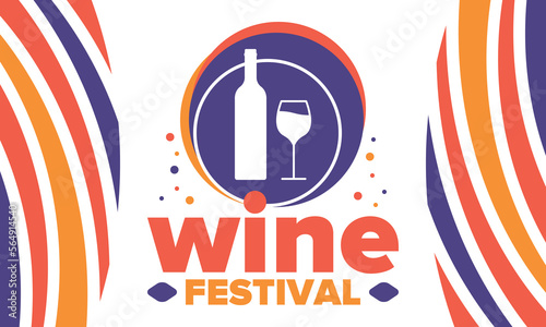 Wine Festival. For wine lovers. Wine tasting. Event for professionals in the wine industry. Winery, restaurants and bars. Trainings and master class for sommelier. Wineglass. Vector illustration