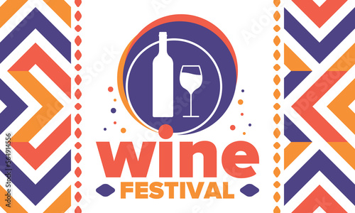 Wine Festival. For wine lovers. Wine tasting. Event for professionals in the wine industry. Winery, restaurants and bars. Trainings and master class for sommelier. Wineglass. Vector illustration