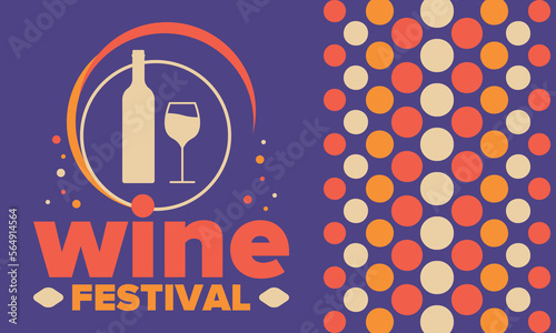 Wine Festival. For wine lovers. Wine tasting. Event for professionals in the wine industry. Winery, restaurants and bars. Trainings and master class for sommelier. Wineglass. Vector illustration