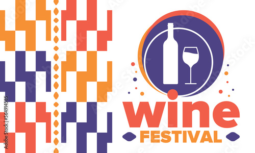 Wine Festival. For wine lovers. Wine tasting. Event for professionals in the wine industry. Winery, restaurants and bars. Trainings and master class for sommelier. Wineglass. Vector illustration