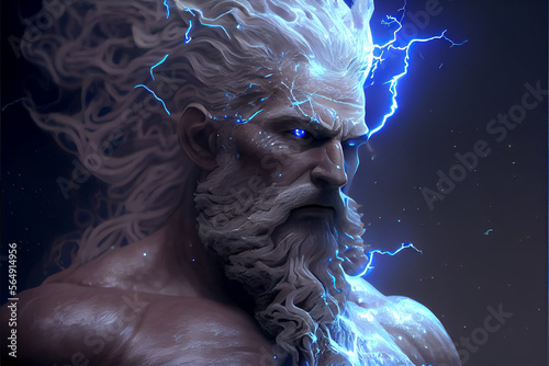Fototapeta illustration of mighty god Zeus with thunder in hand . ai