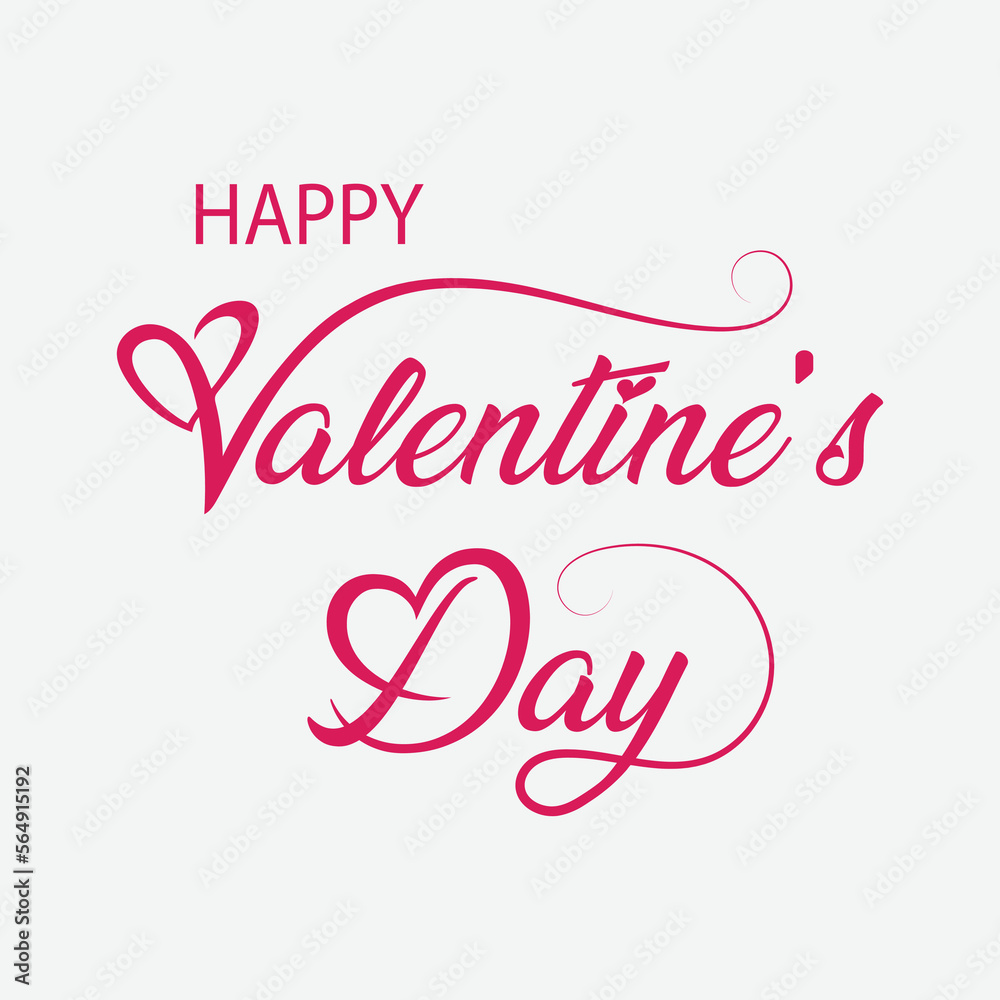 Happy Valentines Day typography poster with pink Color handwritten calligraphy text, isolated on white background. Vector Illustration