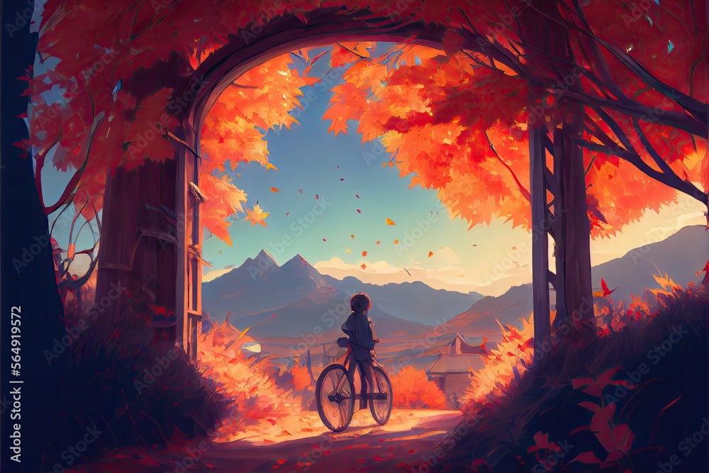 Bicycles in anime art by irbi-art on DeviantArt