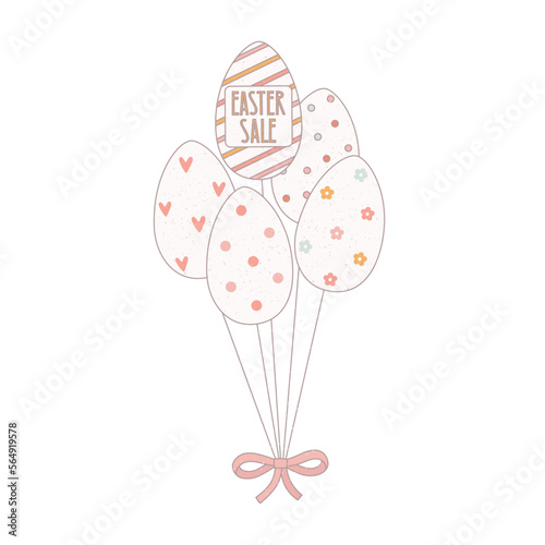 Easter eggs like balloons with text Sale. Can use for banner, massege, mail, web