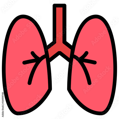 pulmonary lungs filled line icon