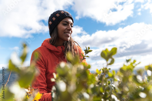 Climate change activist planting trees photo